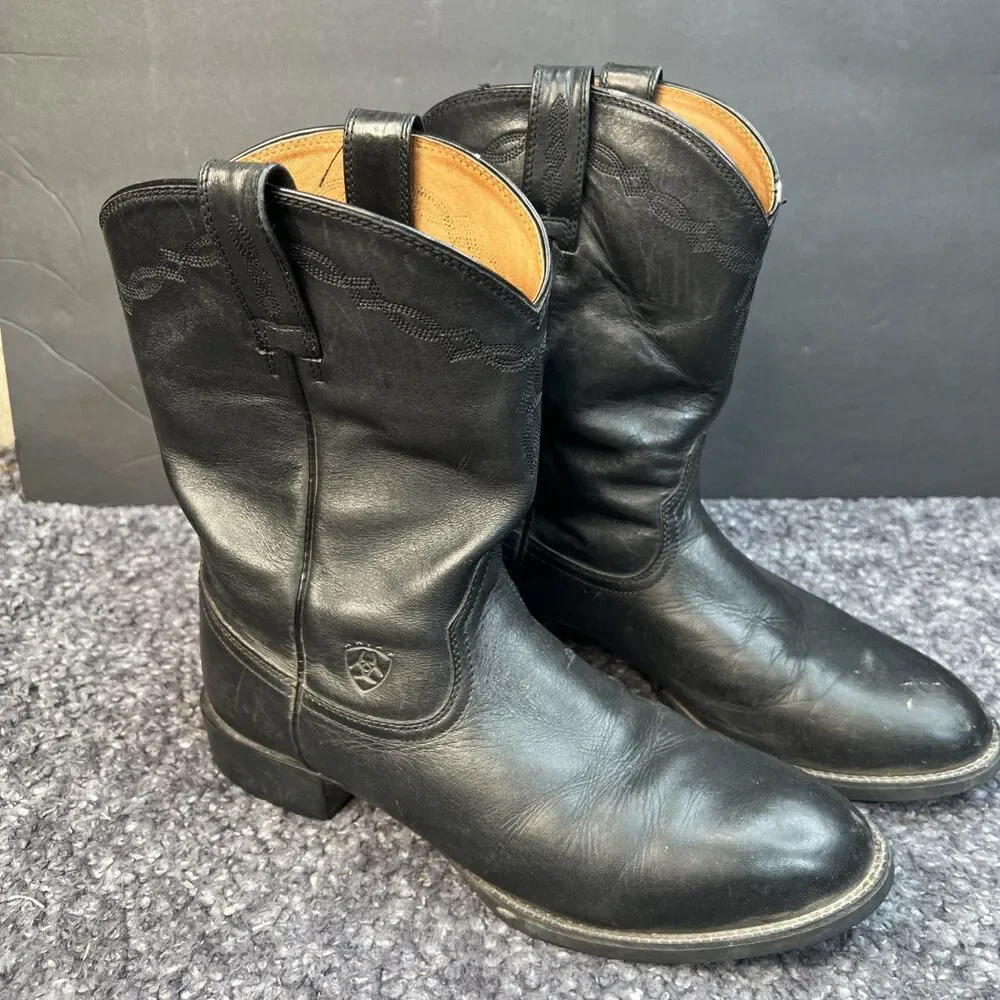 Ariat Boots Heritage 35501 Roper Western Cowboy Pull On Black Mens Size 10.5D